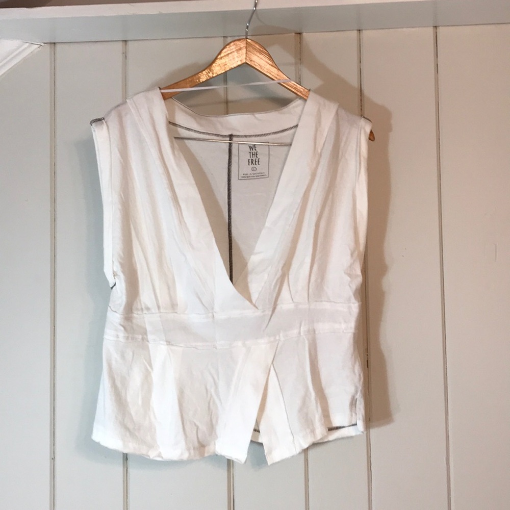 Free People white tee, size large. NWT